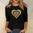 thumbnail image 1 of Qertyioot Cadeau de la Saint-Valentin! Mode Féminine Manches Trois-Quarts Col Rond Rétro Imprimé de Noël Haut Ample Blouse Manches Trois-Quarts, 1 of 4