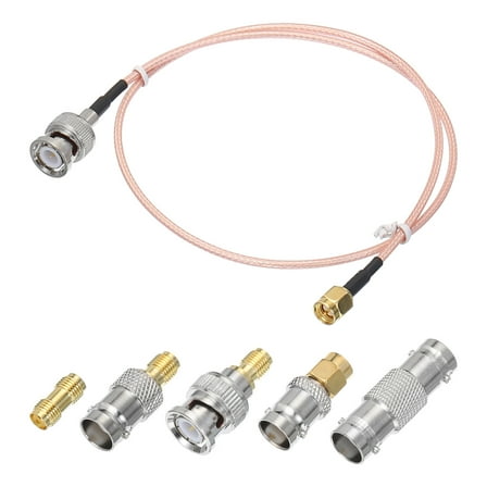 Uxcell RG316 Coaxial Cables SMA Male To BNC Male With Adapter Low Loss RF Coaxial Cable 1.6FT Orange 1Pcs