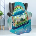thumbnail image 4 of Whale Soft Flannel Fleece Throw Blanket, Ecology Environmental Design Global Concept with a Rainbow Ocean and a Big Whale, Cozy Plush for Indoor and Outdoor Use, 50" x 70", Multicolor, by Ambesonne, 4 of 5