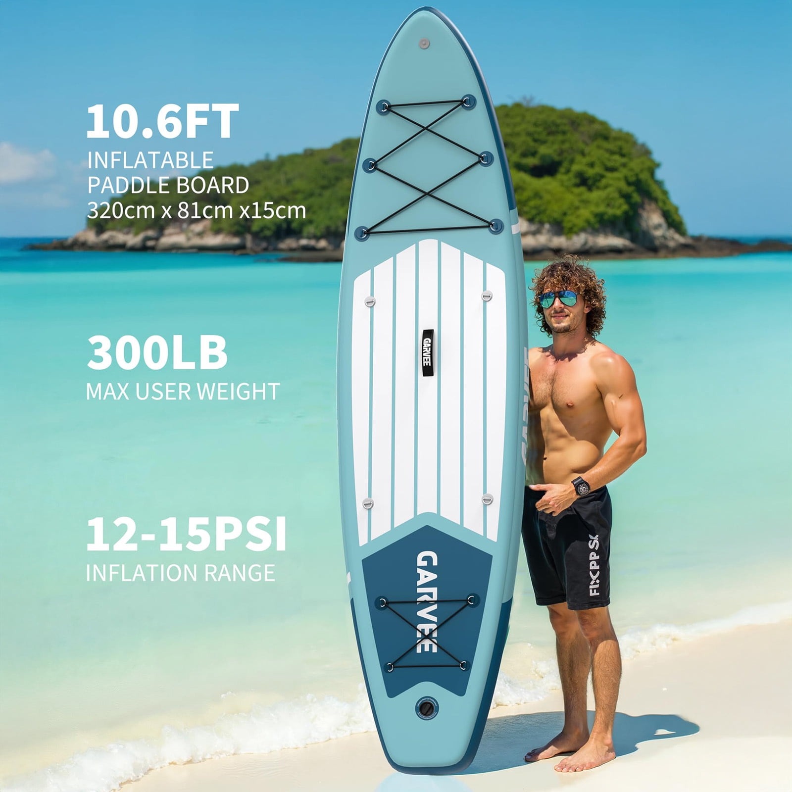 Inflatable SUP Board for Adults & Couples, 10.6' Manual Pump Stand Up Paddle Board with Camera Mount, Non-Slip Deck, Kayak Seat D-Rings, for Yoga Fishing Lake Ocean