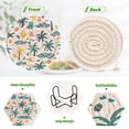 thumbnail image 4 of Haosy Set of 6 Drink Woven Coaster with Holder Heat Resistant Non-Slip Bar Coasters 4 Inches Palm Trees Shells Wave, 4 of 7