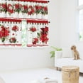 thumbnail image 3 of Christmas Poinsettia Curtain Valances Set - Upper & Lower Curtains, 52'''' L x 18'''' W & 36'''' L x 26'''' W, Kitchen Windows Decor, 3 Piece Set, Red, 3 of 7