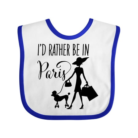 

Inktastic I d Rather Be in Paris- Shopping and Travel Gift Baby Girl Bib