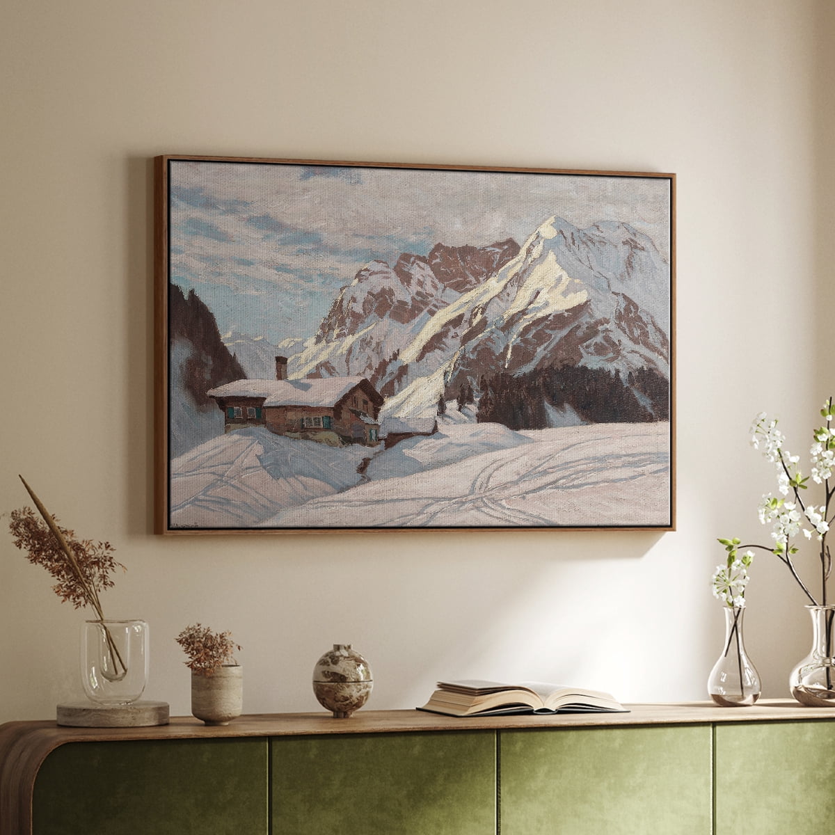 Vintage Landscape-CLXIII By Wexford Home Framed in Walnut Wood Gallery Wrapped Canvas 27 in. x 41 in.