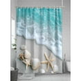 thumbnail image 5 of Fsddascl Beach Coastal Shower Curtain Set - 48" x 72" Washable Bathtub Curtain with 12 Hooks, Nautical Starfish Shell Seaside Ocean Waterproof Fabric Stall Shower Curtains for Bathroom/Bathtub, 5 of 6
