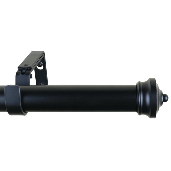 Meriville 1-Inch Diameter Linder Single Window Treatment Curtain Rod, 48-Inch to 84-Inch, Black