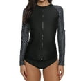 thumbnail image 3 of Charmo Women's Long Sleeve Rashguard Swimsuit Zip Front Sun Protection Swim Shirt UPF 50+, 3 of 6
