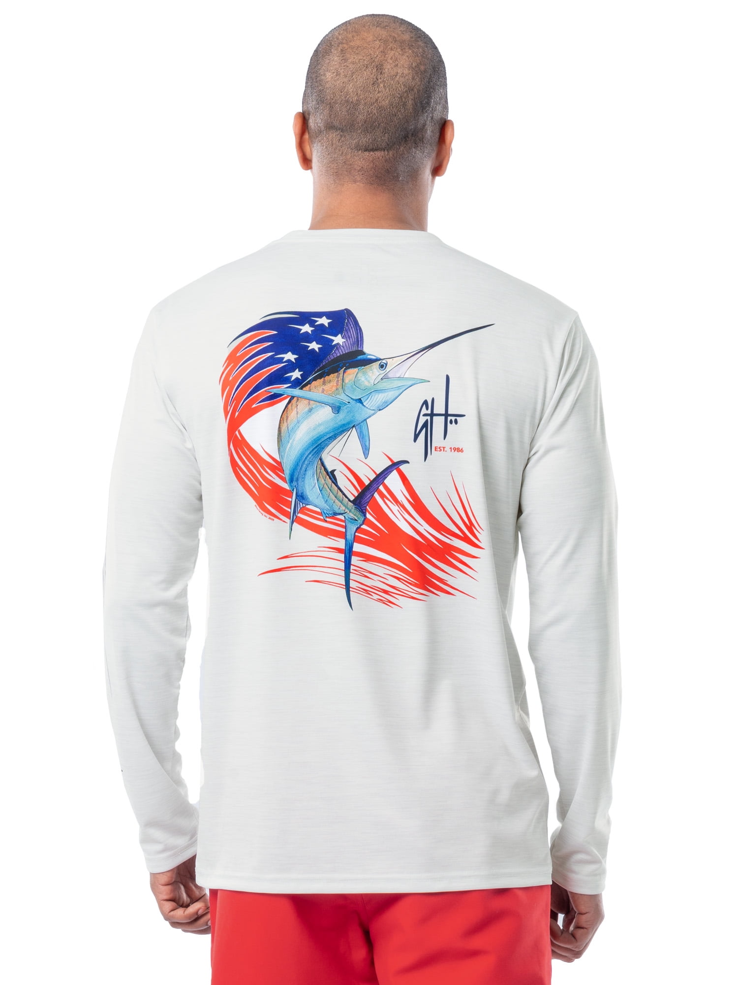 GH BY GUY HARVEY Men's Long Sleeve Performance Saltwater Fishing Shirt, Sizes:M-2XL
