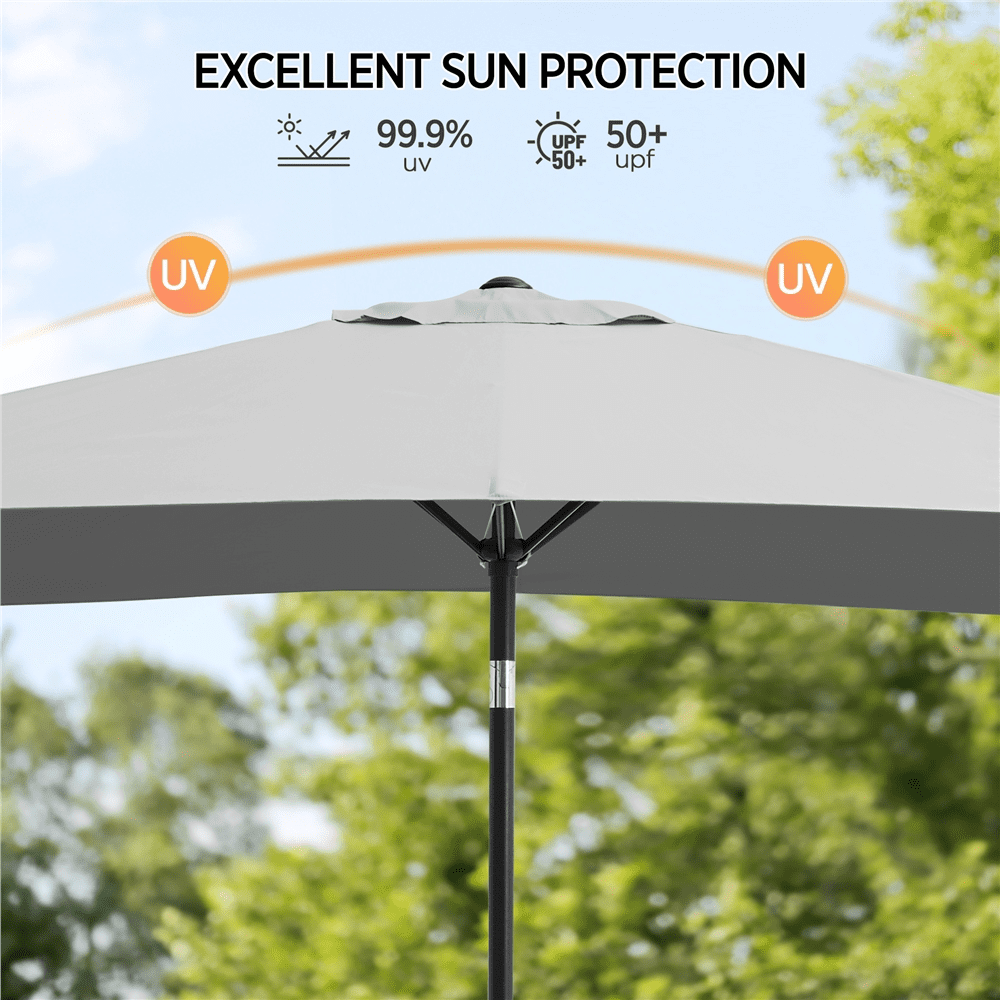 Renwick Outdoor Rectangular Patio Umbrella with Adjustable Canopy, Gray