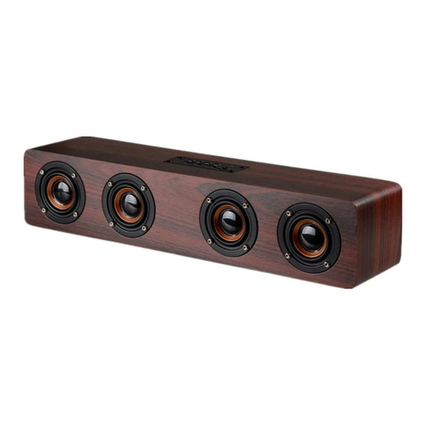 Portable 380mm Soundbar Wooden Bluetooth Speaker Powerful Dark