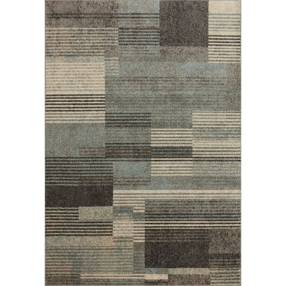 Loloi Bowery BOW-06 Storm / Taupe Geometric Area Rug 18" x 18" Sample
