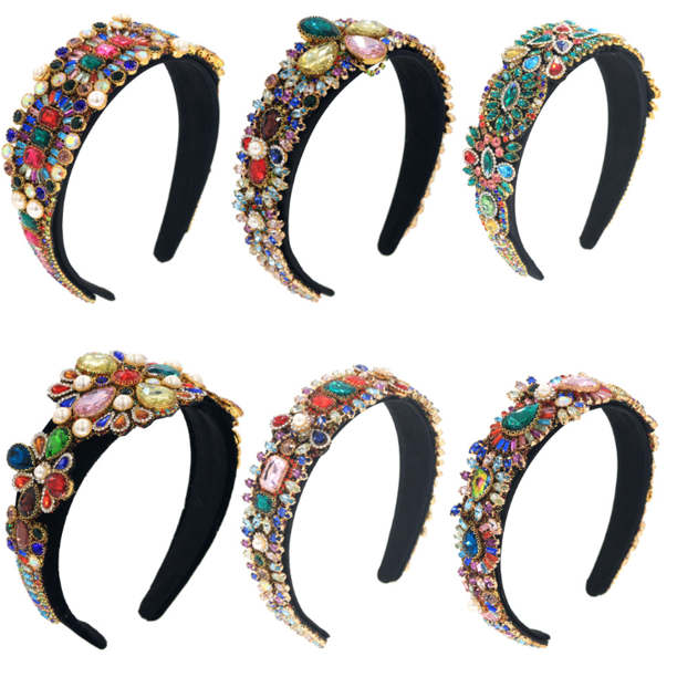 Rhinestone Crystal Diamond Headbands for Women Fashionable Handmade Wide  Hair Hoops Beaded Bling HairBand Hair Accessories