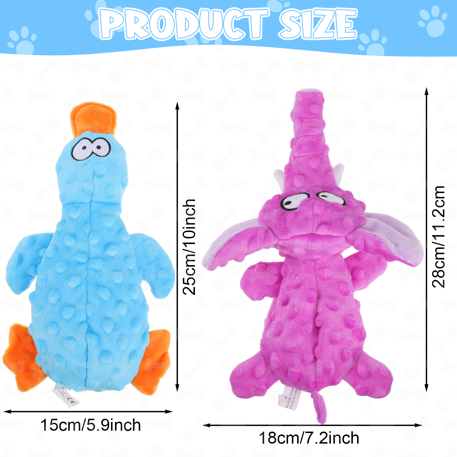 Sixwipe 2-Pc Squeaky Crinkle Dog Toys, Small photo 2