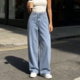 thumbnail image 2 of Straight Leg Jeans for Women Drape Soft Loose Fit Denim Pants High Waisted Stretchy Vintage Baggy Denim Pants with Pockets Daily Casual Streetwear Trousers, 2 of 6