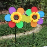 MINI-FACTORY 2Pcs Sunflower Wind Spinner Rainbow Nylon Wind Spinner Decoration for Yard Garden Outdoor