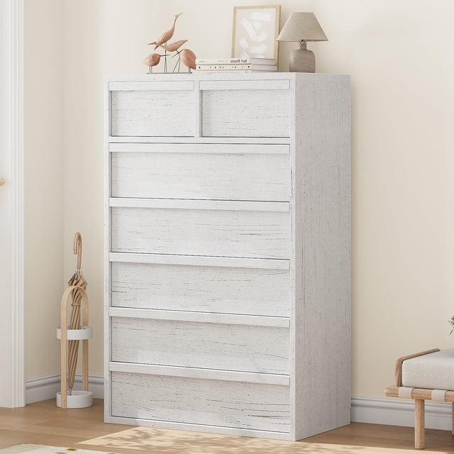 QinaQin Commode en Bois, Commode Moderne à 5 Ou 7 Tiroirs avec Grand Rangement