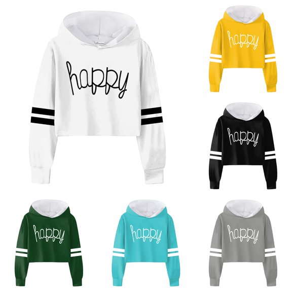 SGMVNU Hoodies for Kids Girls Letter Print Copped Sweatshirt Long Sleeve Cute Top for School,Daily, Size 4-5 Years, White