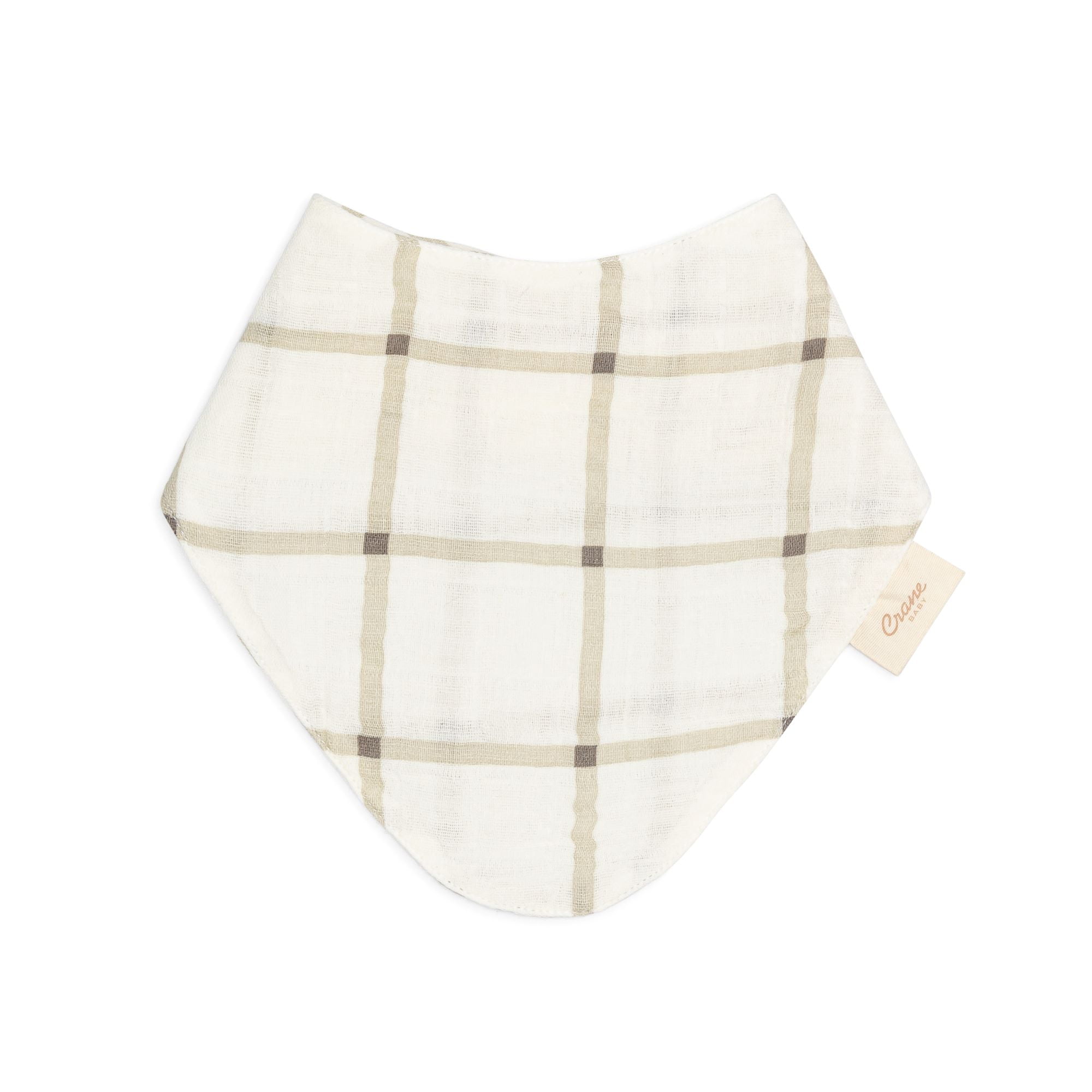 Crane Baby Organic Cotton 3-Piece Adjustable Fit Bandana Baby Bib Set, White, Unisex Baby Bibs