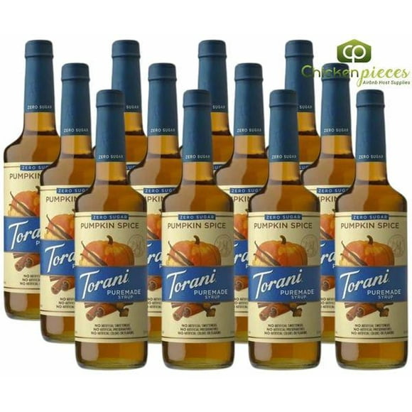 Torani Puremade Zero Sugar Pumpkin Spice Flavoring Syrup 750 mL/25.36 oz Glass Bottle