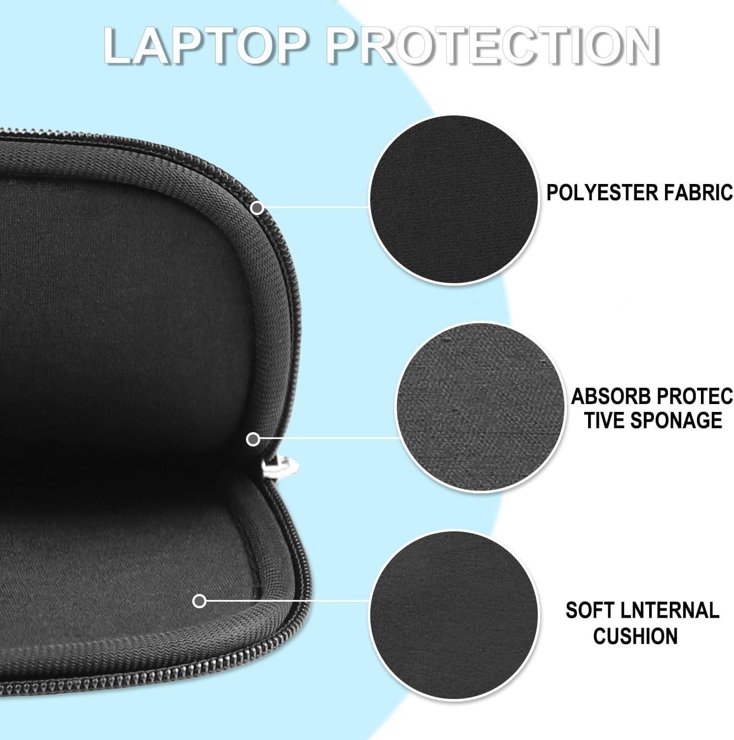 14 Inch Laptop Sleeve Case with Zipper, Slim Lightweight Computer Carrying Bag with Accessory Pocket for Travel Work School, Black