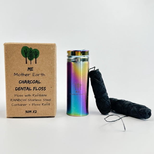 Hilo dental ME MOTHER EARTH de carbón de bambú 30 m x2