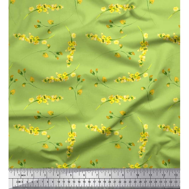 Soimoi polyester Crepe Fabric Flower Watercolor Decor Fabric Printed Yard 42 Inch Wide