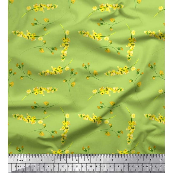 Soimoi polyester Crepe Fabric Flower Watercolor Decor Fabric Printed Yard 42 Inch Wide