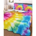 thumbnail image 3 of Quilts Twin Size, Colorful Boho Soft Comforter Bedding Set for Bed, Pink Yellow Blue Green Tie Dye Abstract Art Lightweight Quilted Bedspread with Pillow Cover(2 Pieces) for All Season, 68x86 Inch, 3 of 6