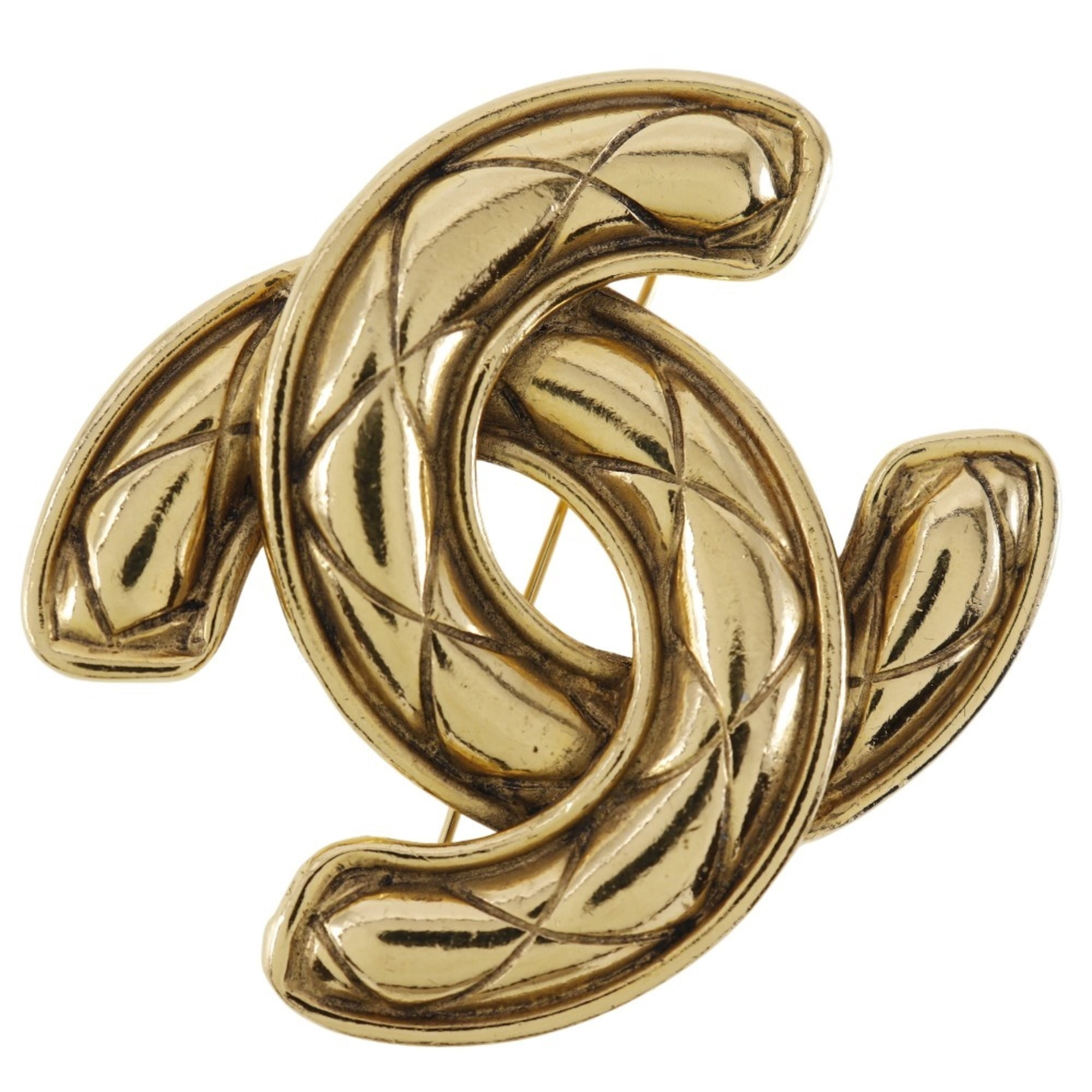 Pre-Owned CHANEL Brooch Pin Coco Mark Rhinestone Gold Black 