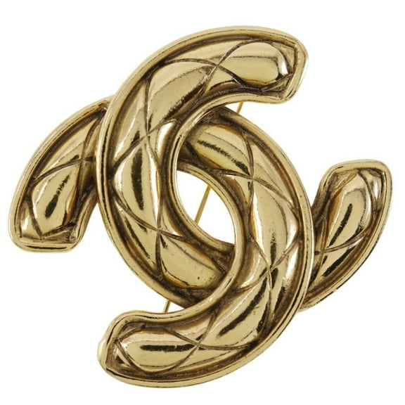 Pre-Owned CHANEL COCO Mark Brooch Matelasse Gold Plated Approx. 34.3g Women's... (Fair)