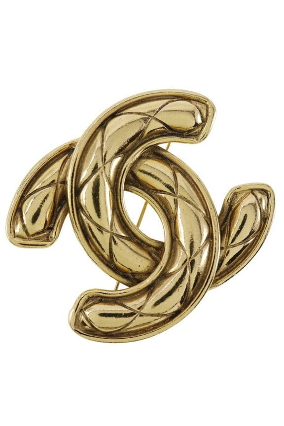 Pre-Owned CHANEL COCO Mark Brooch Matelasse Gold Plated Approx. 34.3g Women's... (Fair)
