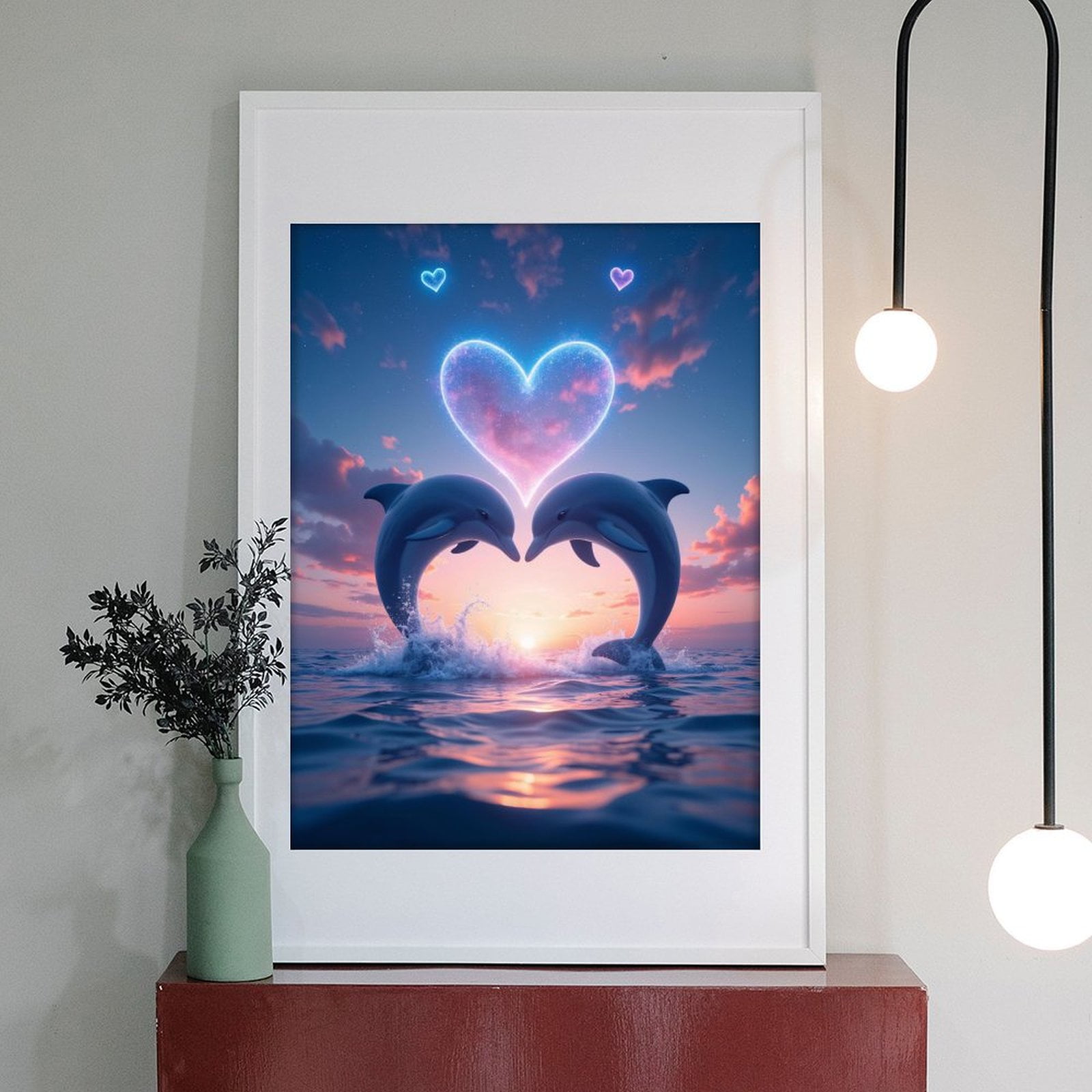 Diamond Art Kit for Adults, Dolphins Love Sea Sunset Sky Diamond Painting for Adults Beginners, 5D DIY Diamond Art Painting Kits, Colorful Diamond Painting Craft for Home Decor 12x16 Frameless
