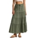 thumbnail image 1 of Faldas Largas Escalonadas para Mujer, Plisadas, en Forma de A, con Cintura Elástica Ajustable y Cordón Ajustable, Falda Larga . Verde L, 1 of 10
