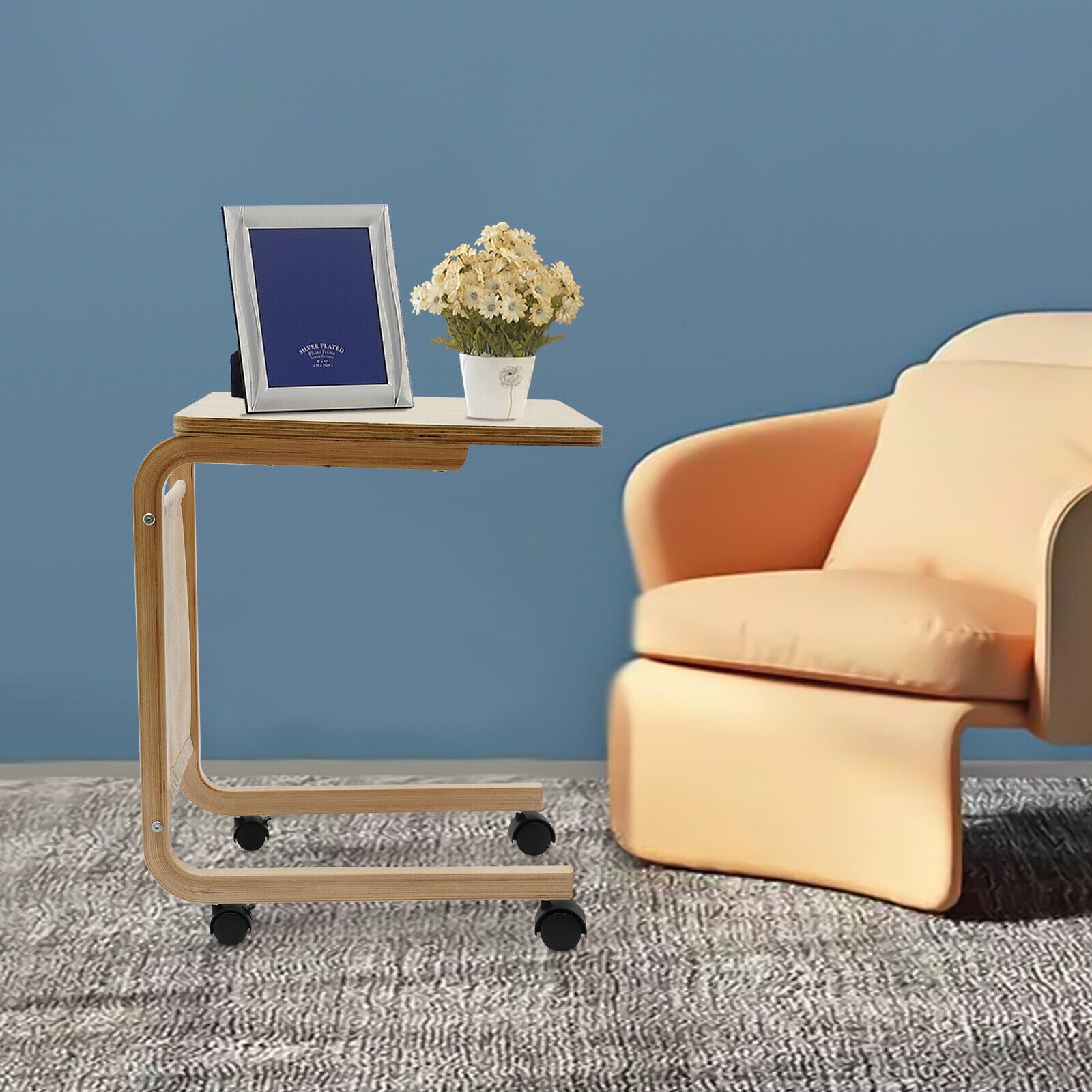 Movable 2 Tier Round Side End Coffee Table Magazines Collector Wood