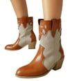 thumbnail image 6 of Mostsola Cowboy Boots for Women Pointed Toe Pull on Heel Denim Western Cowgirl Ankle Boots, 6 of 8