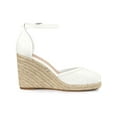 thumbnail image 3 of BLISSFUL STEP Espadrilles à Plateforme à Talons Compensés en Dentelle pour Femmes Sandales Blanches (Taille 8,5), 3 of 6