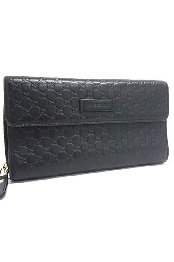 Pre-Owned GUCCI Microguccissima Zip-Around Wallet 449364 Black Leather Men's and Women's