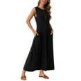 thumbnail image 4 of INSPIRE CHIC Women's Sleeveless Dresses Button Fit Flare A-Line Flowy Casual Long Dresses Summer Outfits L Black, 4 of 6