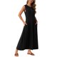 thumbnail image 4 of Vestidos sin mangas Seta T para mujeres, botón, corte acampanado, casual, largos, atuendos de verano, M negro, 4 of 6