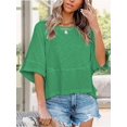 thumbnail image 6 of Women Crew‑Neck Batwing Half‑Sleeve Tee, Solid‑Color Loose‑Fit Flowy Casual Summer Tops, 6 of 8