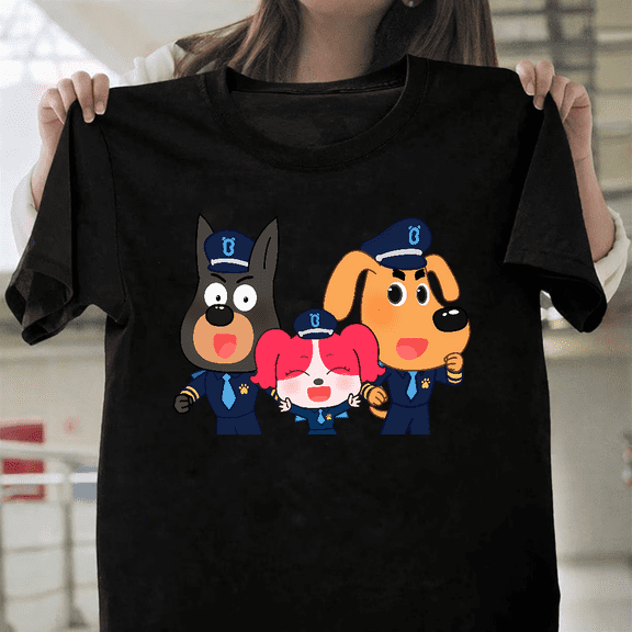 Sheriff Labrador Costume Tees Cartoon Police Dog Unisex T-Shirt, up to size 3XL.