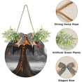 thumbnail image 2 of SKYSONIC Halloween Pumpkin Welcome Sign Front Door Decoration Round Door Hanging Sign Porch Decorations for Home Outdoor Indoor Holiday Fall Halloween Christmas - 11.8x11.8 inch, 2 of 7