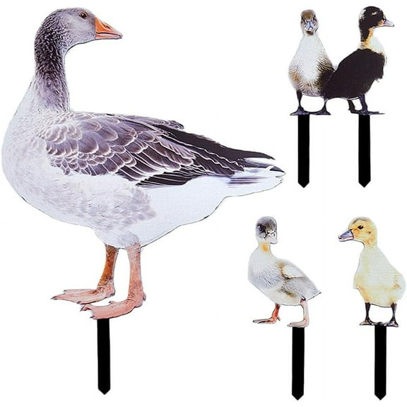 4Pcs Duck Yard Art Ground Insert Decorations Acrylic Garden Stake Double Sided Printing Statue Outdoor Stakes Animal Sculpture Sign Yard Art Decor Plug Ornament for Farmhouse Garden Lawn diy