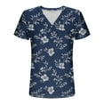thumbnail image 7 of Charella Women's Summer Tops V Neck Button up Basic Tee Floral Printed Short Sleeve Shirts Casual Loose Fit Clothes (XL, Navy 1), 7 of 7