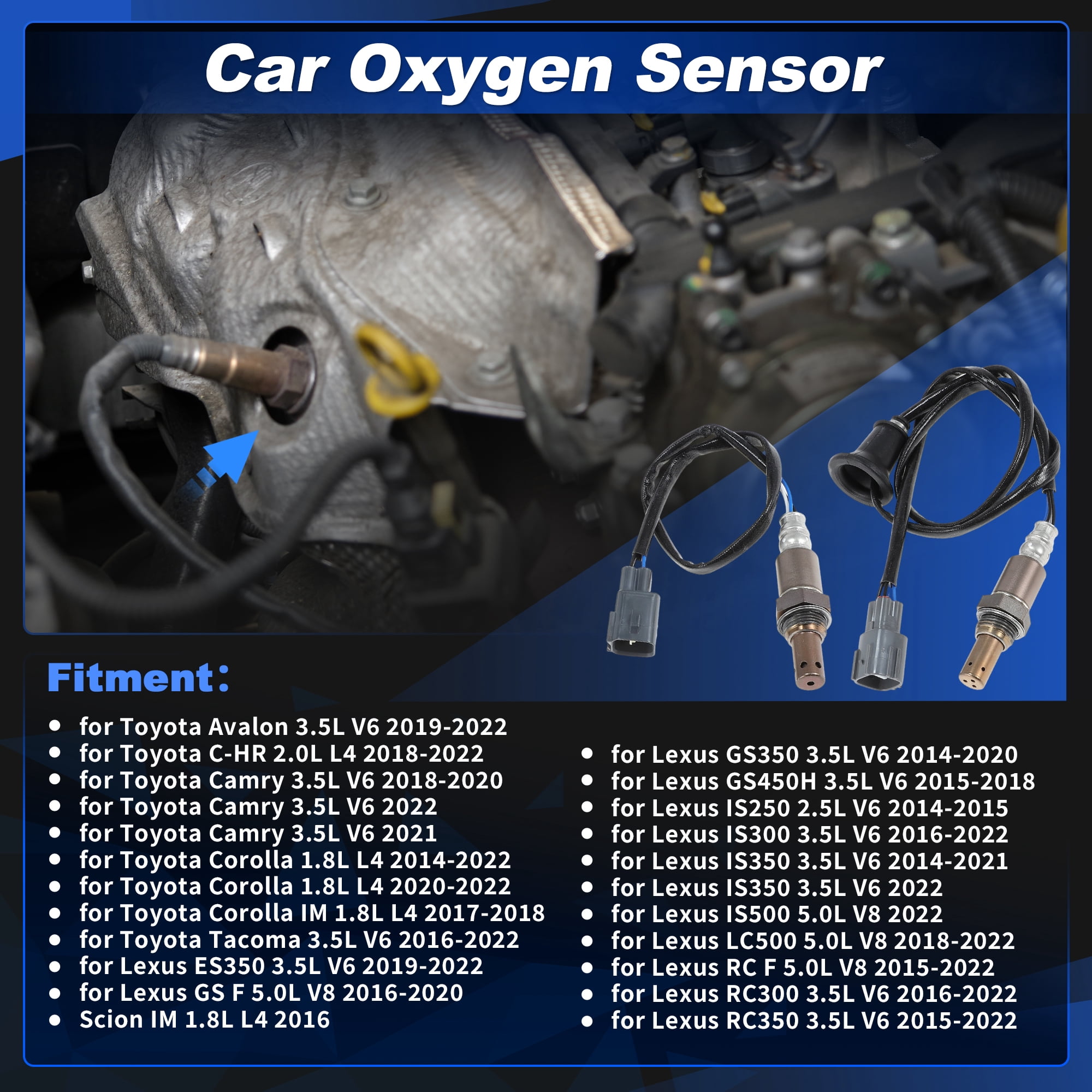 Unique Bargains 2Pcs Oxygen Sensor for Toyota Camry 3.5L V6 2018-2020