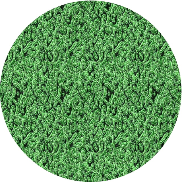 Ahgly Tapis Rond Lavable en Machine Intérieur Transitionnel Vert Émeraude Profond, 7 Pieds Rond