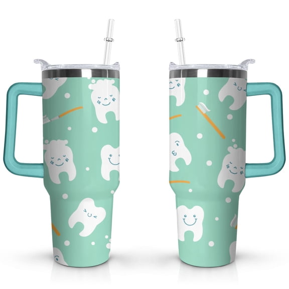 40oz You Can't Have Anymore Food Brush Teeth Stainless Steel Flip Straw Tumbler Spill Proof Travel Cup Double Wall Vacuum Insulated Coffee Mug with Handle
