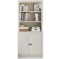 thumbnail image 1 of VAUXHILL & CO. Halston Multi-Depth Bookcase, Adjustable Shelving Unit with Doors, Cream, 1 of 12