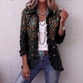 thumbnail image 2 of Floral Print Blazers for Women Long Sleeve Ruffled Lapel Collar Blazer Vintage Single Breasted Casual Fall Daily Wear Coat Black L, 2 of 7
