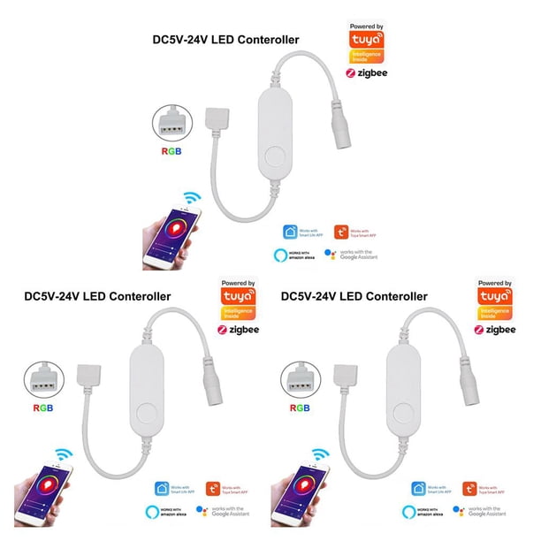 Cateissary Controlador de tira de luces LED RGB, aplicación remota para sala de estar, fiesta, película, juegos, decoración, regulador de Type1 NO1